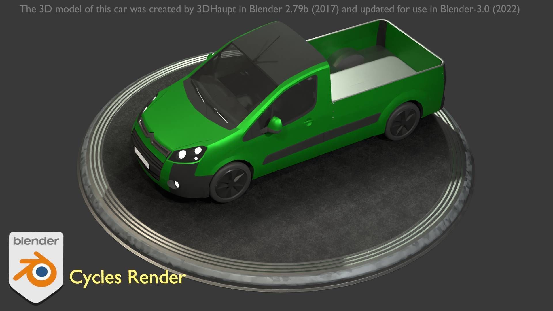 City Car 52 Utility Vehicles Van Pickup 1500 Type-D Green Low-poly 3D model_40