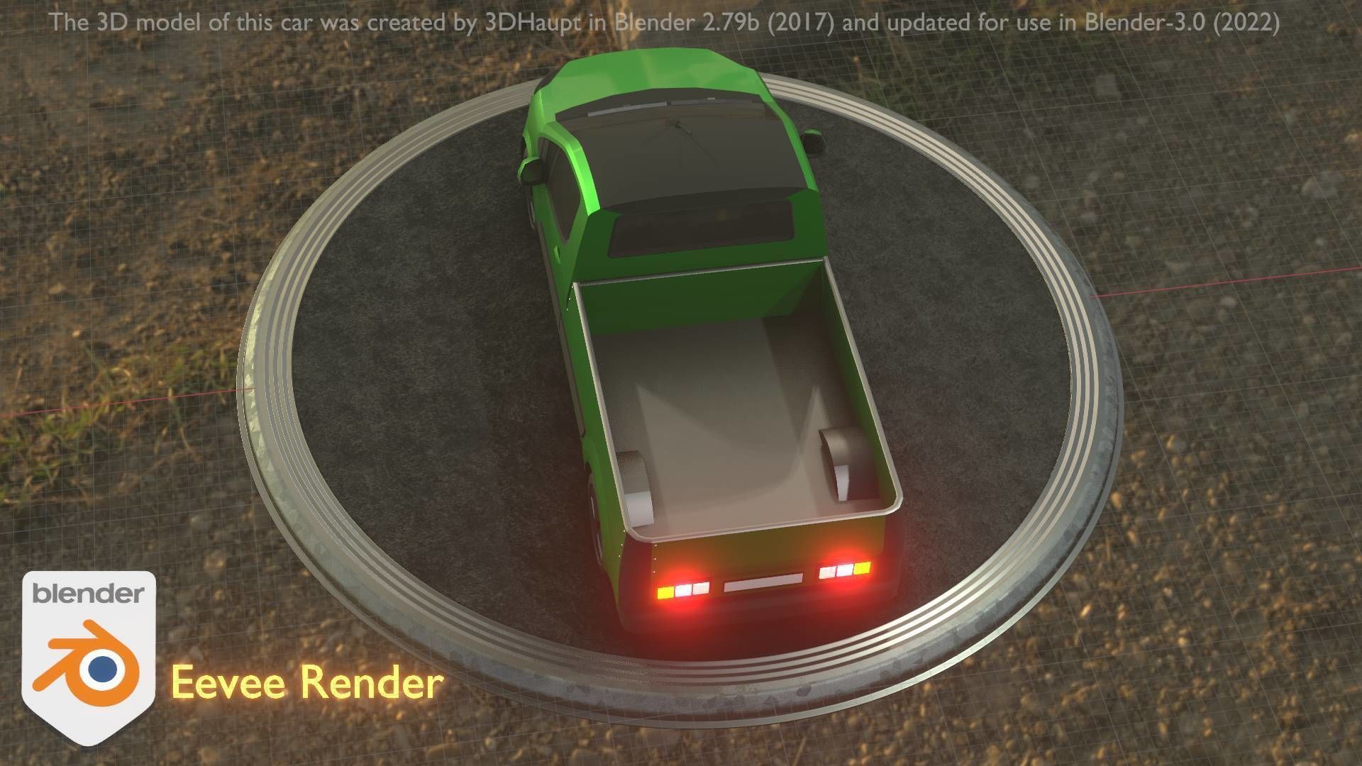 City Car 52 Utility Vehicles Van Pickup 1500 Type-D Green Low-poly 3D model_46