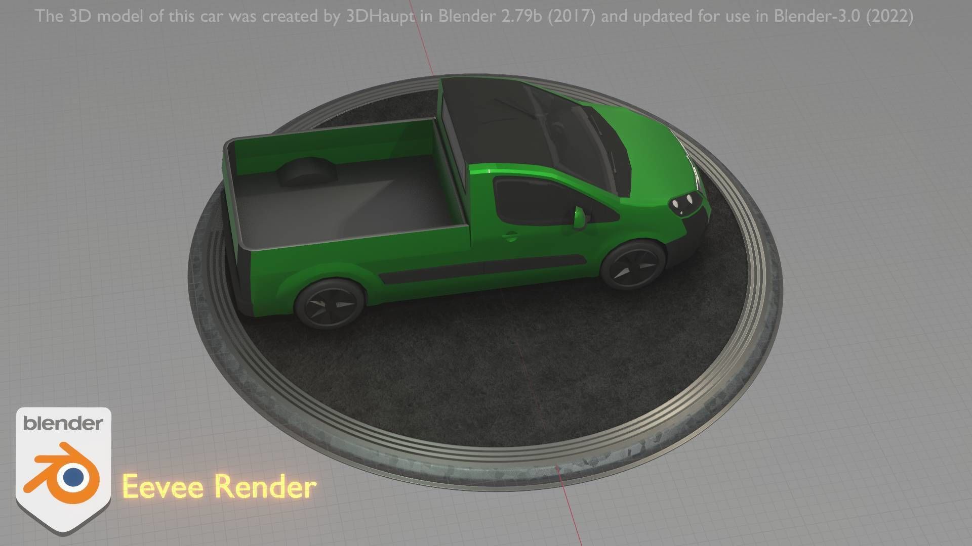 City Car 52 Utility Vehicles Van Pickup 1500 Type-D Green Low-poly 3D model_47