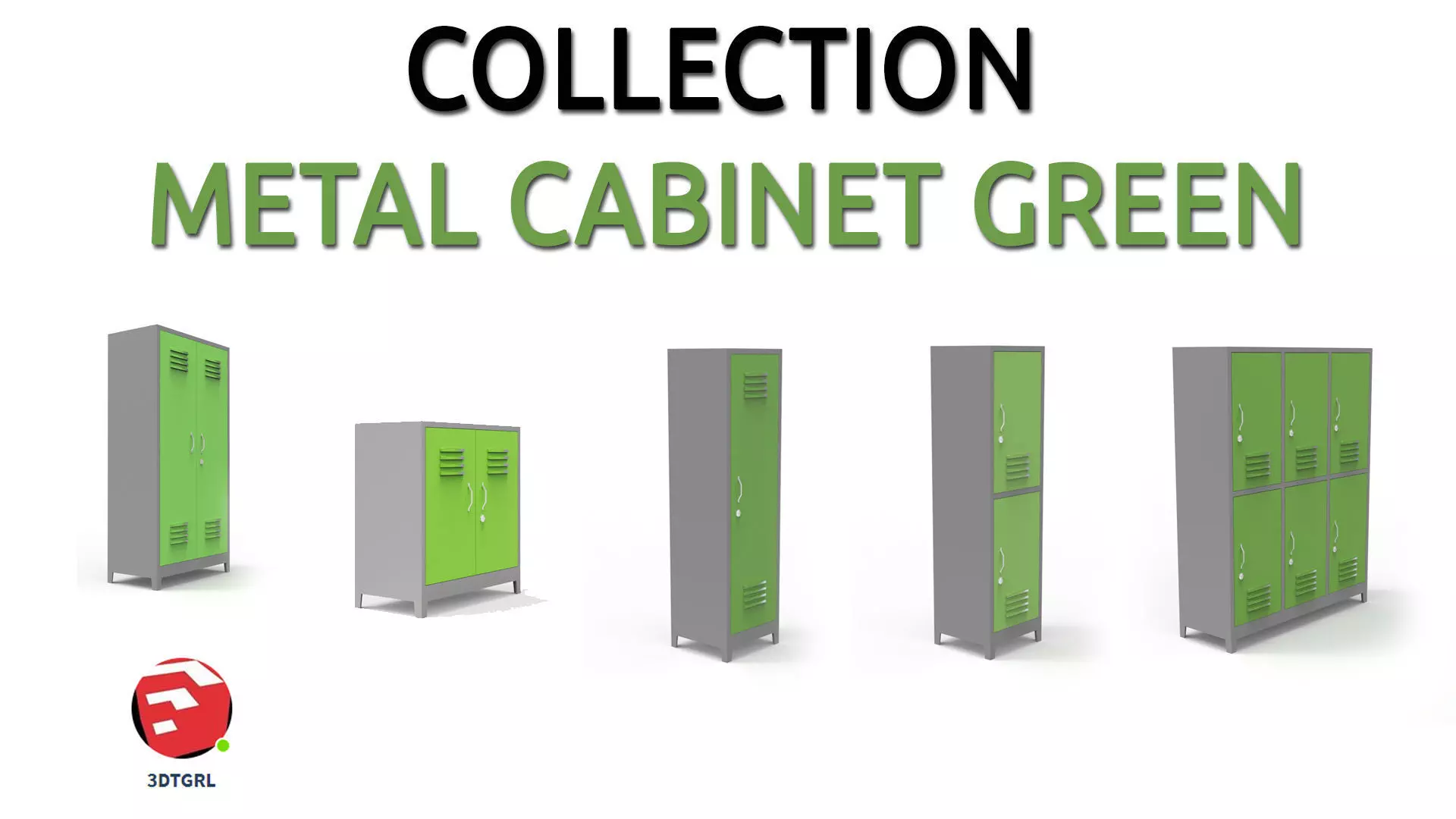 METAL CABINET-5 TYPES-GRAY AND GREEN 3D Model Collection_0
