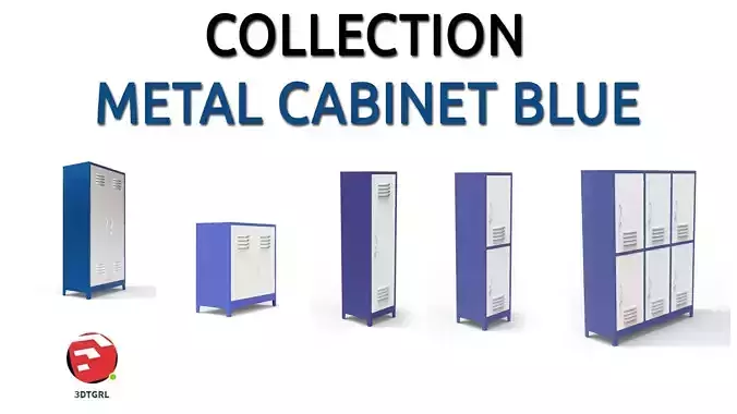 METAL CABINET-5 TYPES-BLUE AND WHITE 3D Model Collection