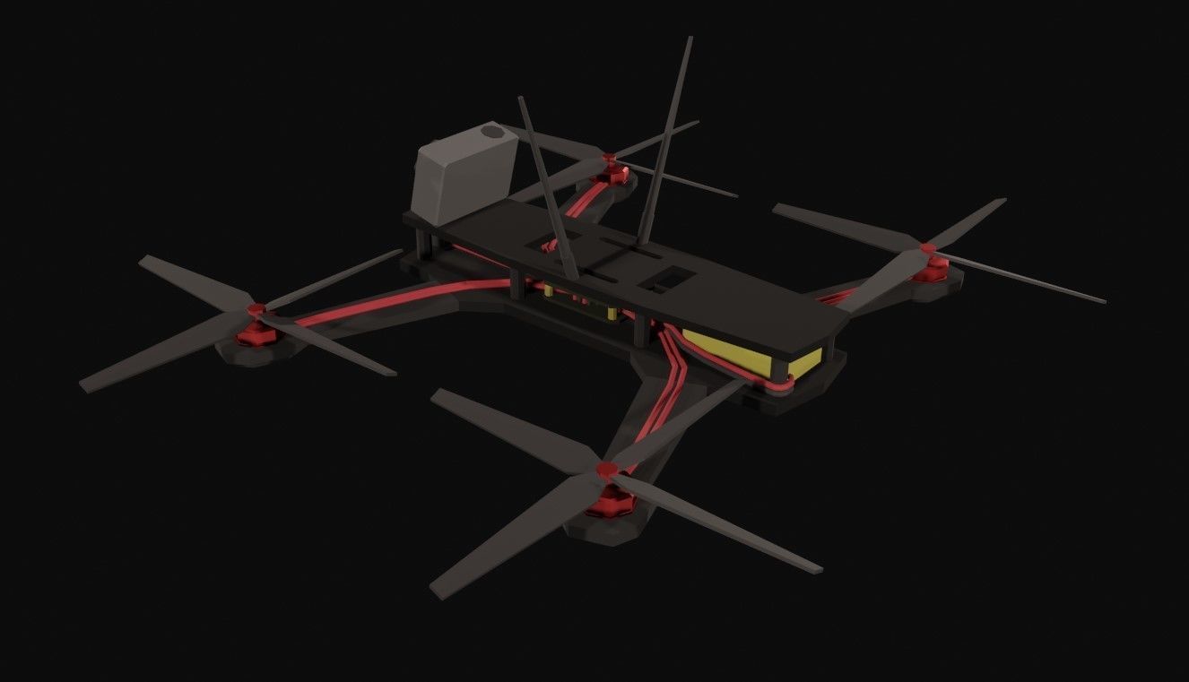 FPV Drone Low-poly 3D model_1