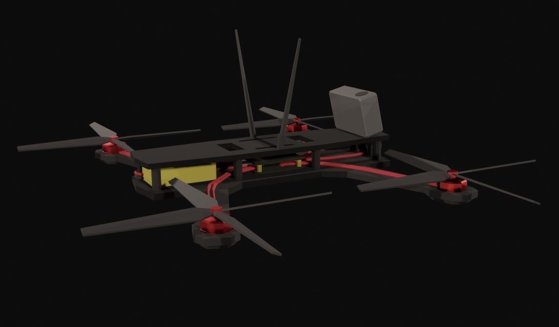 FPV Drone Low-poly 3D model_2