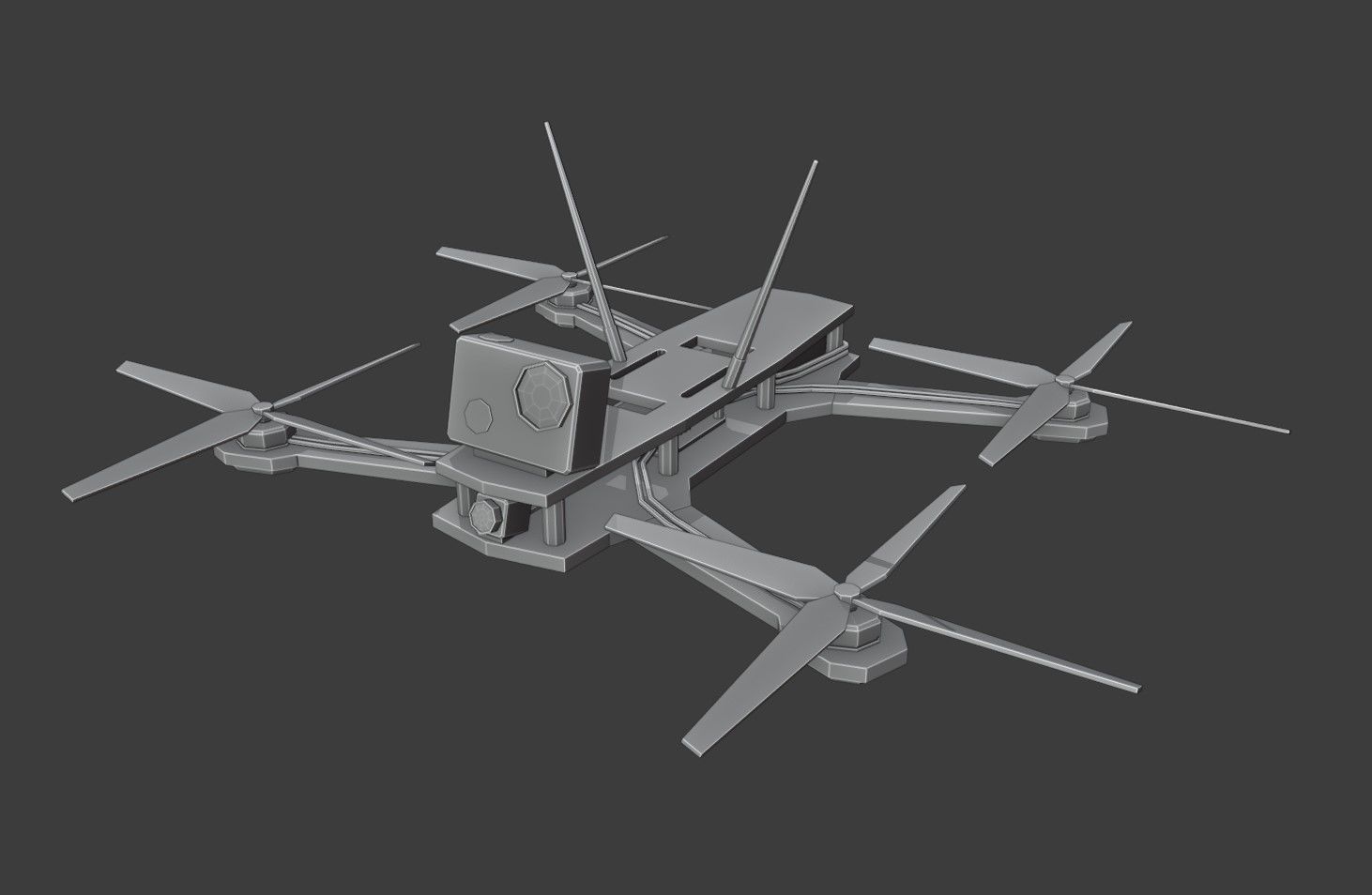 FPV Drone Low-poly 3D model_5