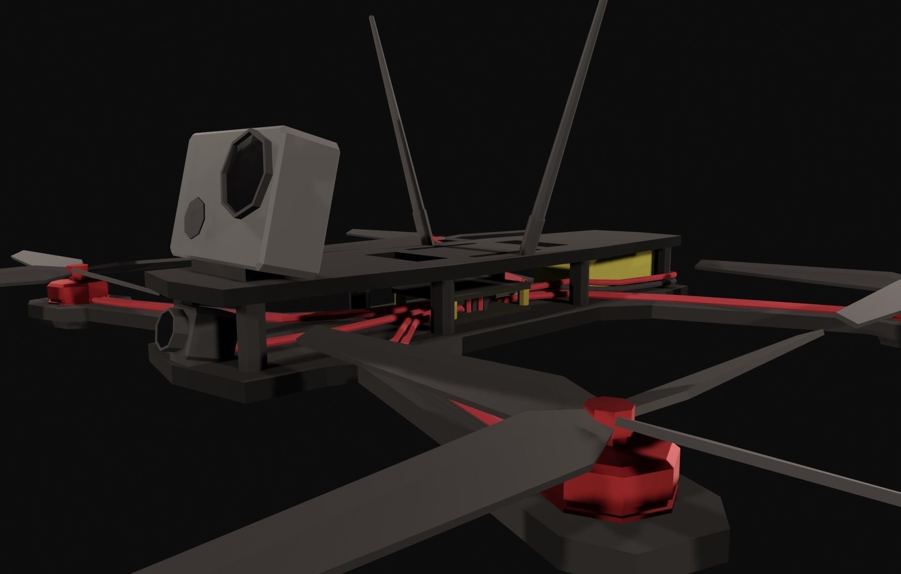 FPV Drone Low-poly 3D model_4