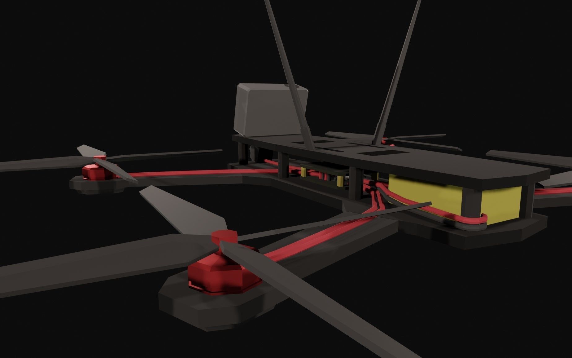 FPV Drone Low-poly 3D model_3