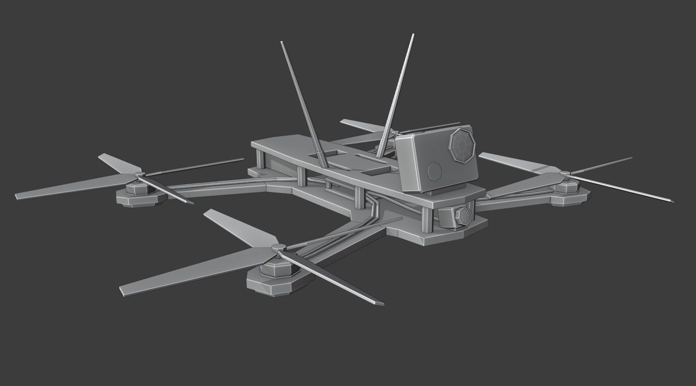 FPV Drone Low-poly 3D model_6