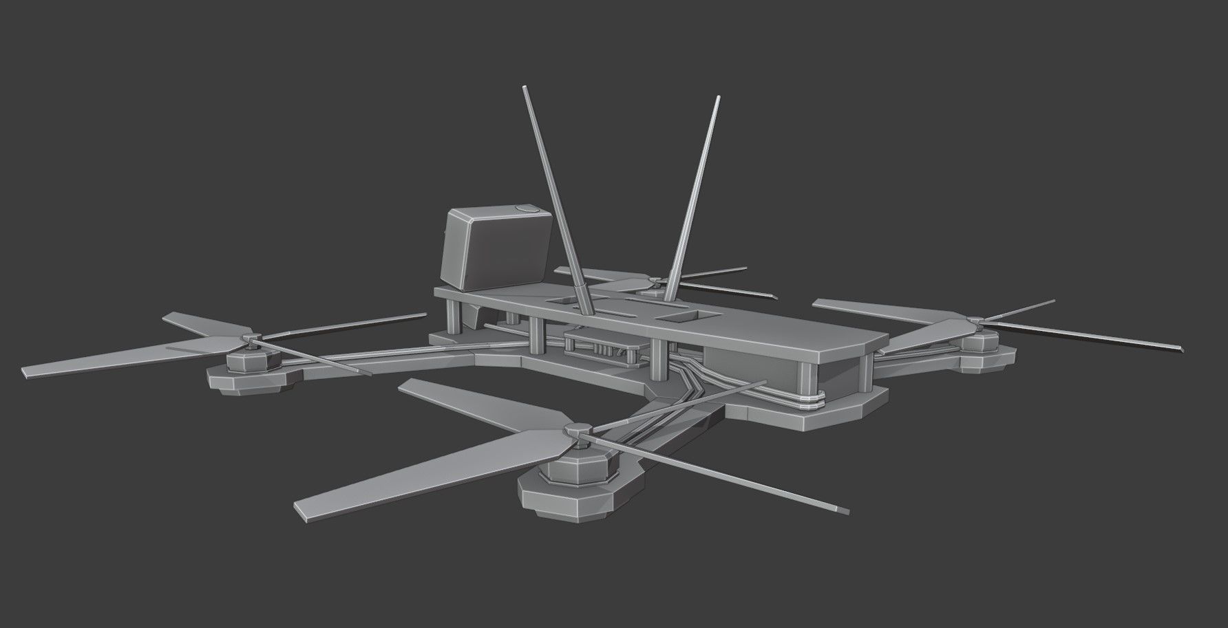 FPV Drone Low-poly 3D model_7