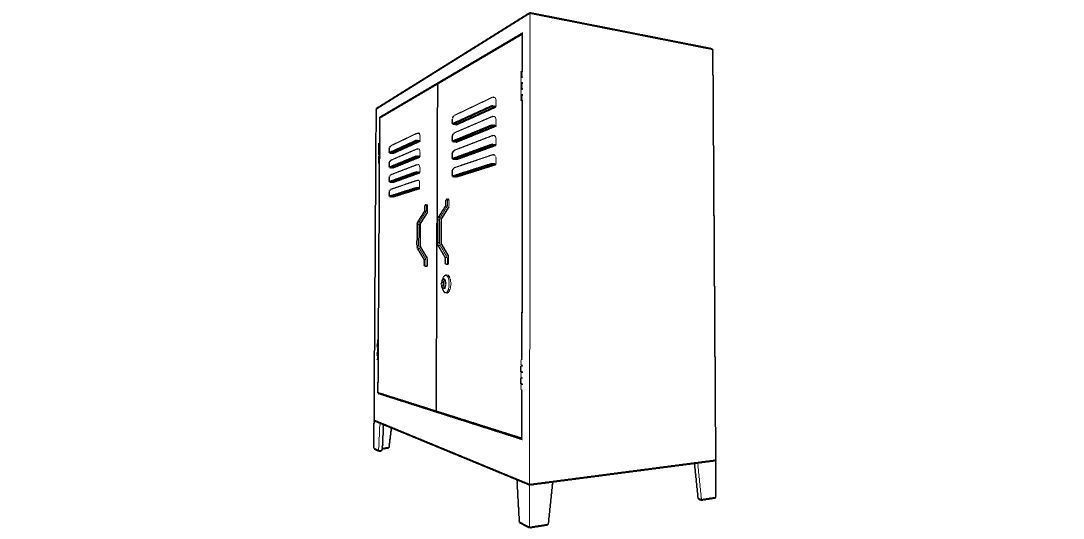 METAL CABINET - DOUBLE SHORT-RUSTY Low-poly 3D model_37