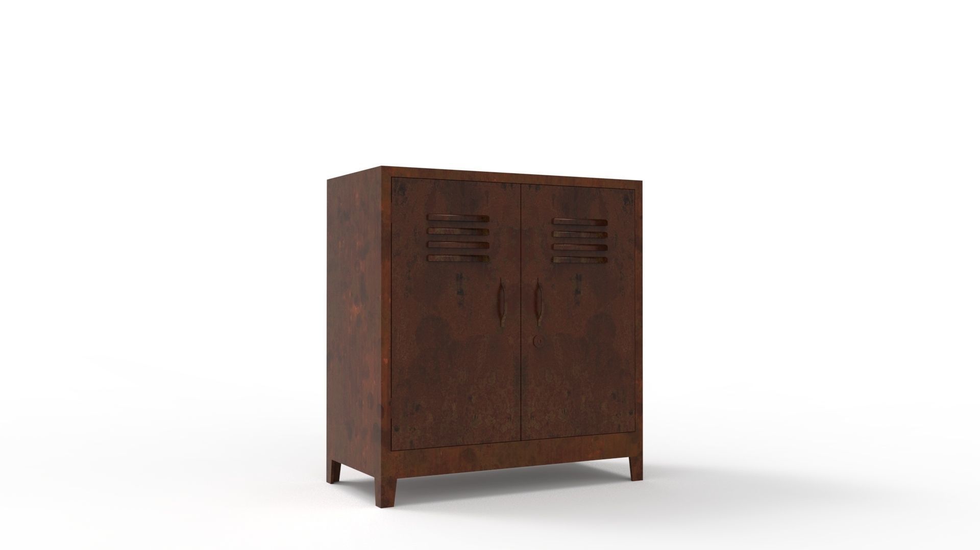 METAL CABINET - DOUBLE SHORT-RUSTY Low-poly 3D model_6