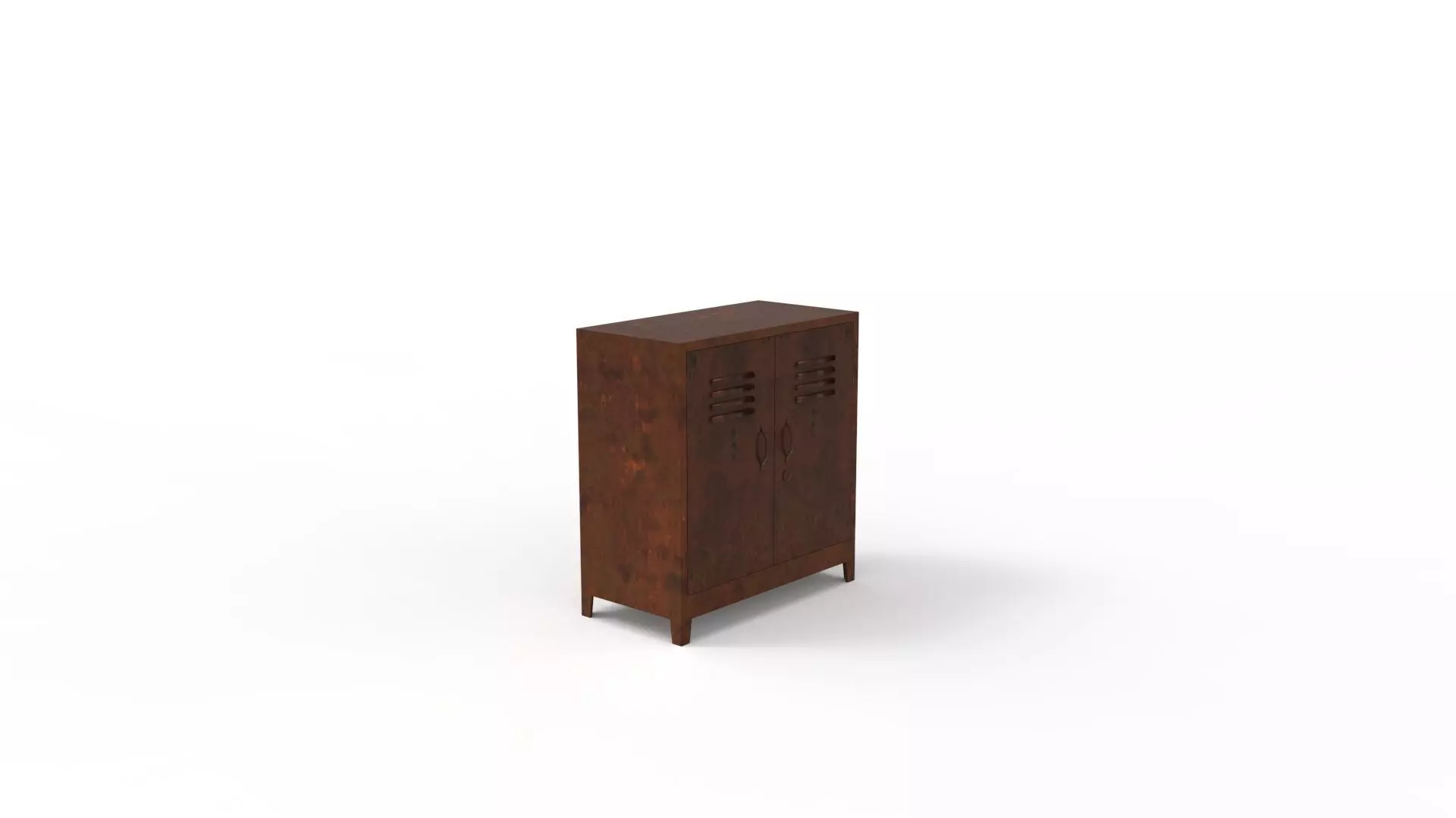 METAL CABINET - DOUBLE SHORT-RUSTY Low-poly 3D model_0
