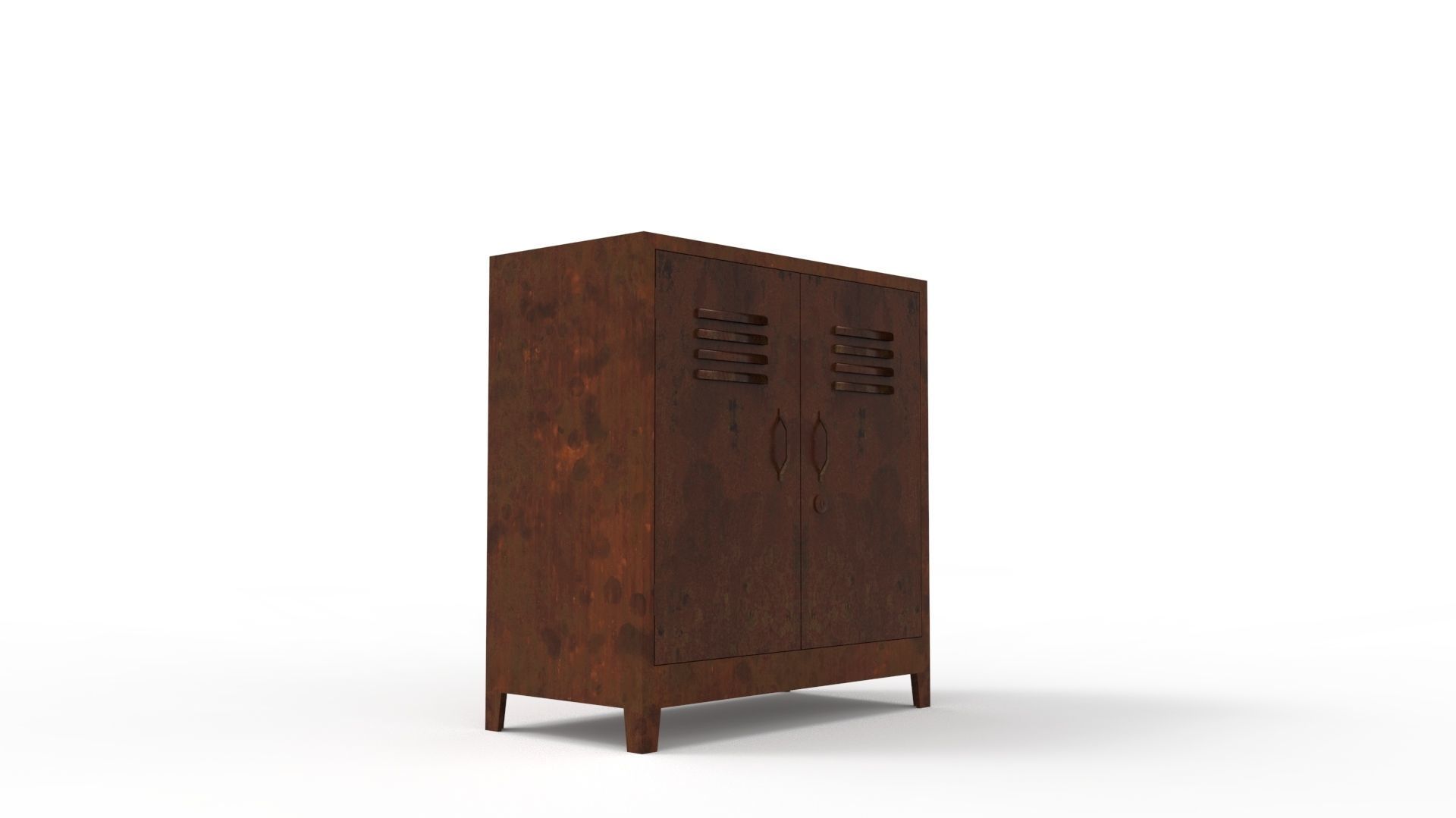 METAL CABINET - DOUBLE SHORT-RUSTY Low-poly 3D model_5