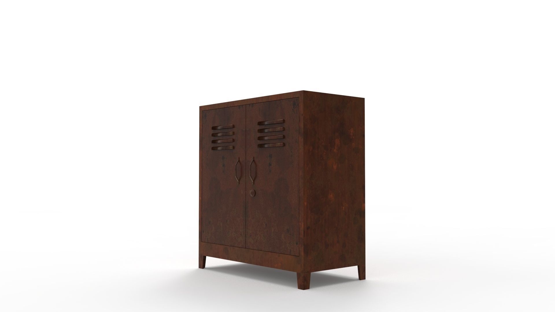 METAL CABINET - DOUBLE SHORT-RUSTY Low-poly 3D model_9