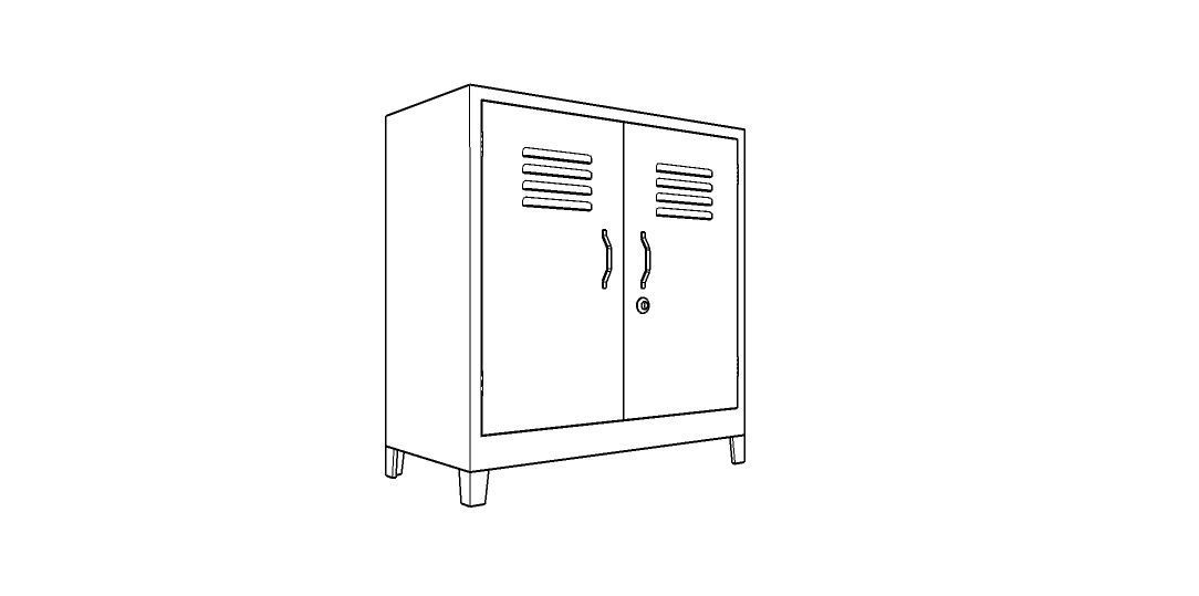 METAL CABINET - DOUBLE SHORT-RUSTY Low-poly 3D model_34
