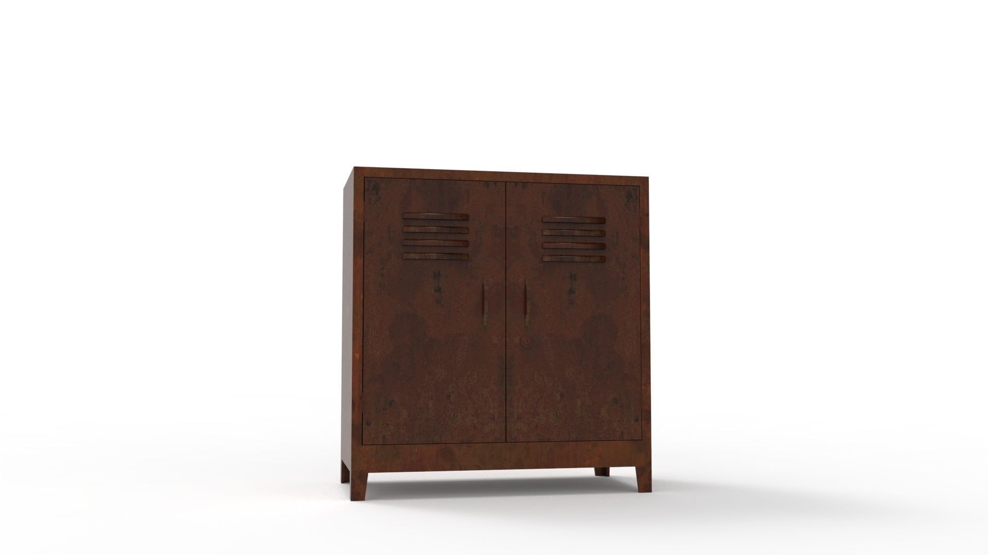 METAL CABINET - DOUBLE SHORT-RUSTY Low-poly 3D model_7