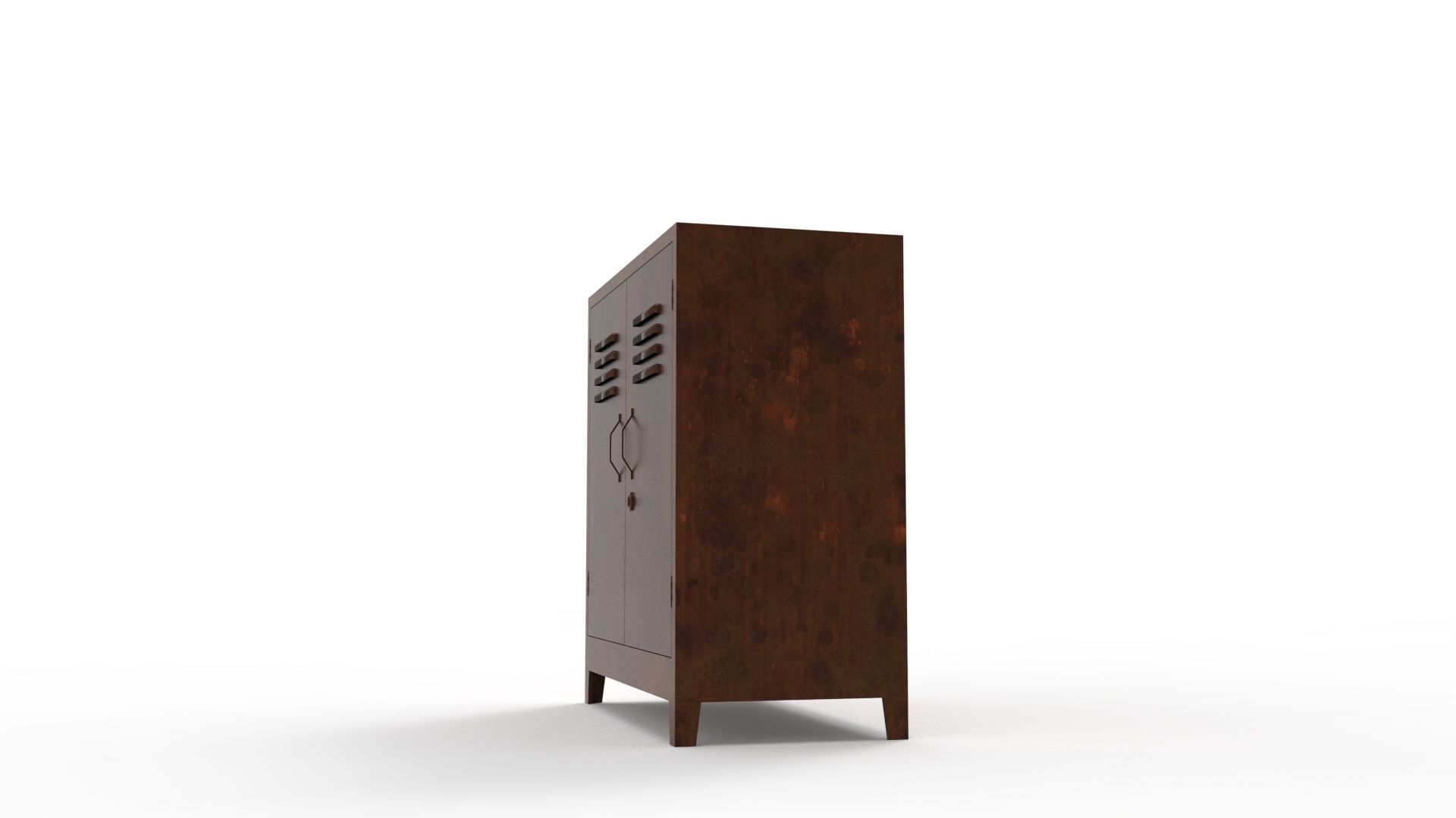 METAL CABINET - DOUBLE SHORT-RUSTY Low-poly 3D model_10