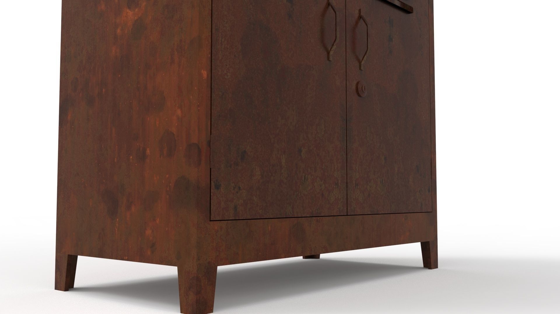 METAL CABINET - DOUBLE SHORT-RUSTY Low-poly 3D model_24