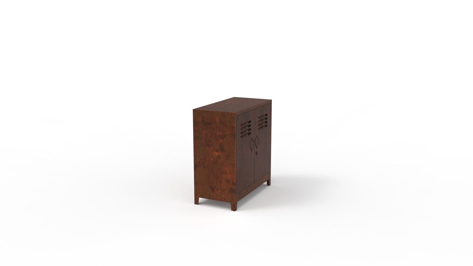 METAL CABINET - DOUBLE SHORT-RUSTY Low-poly 3D model_3