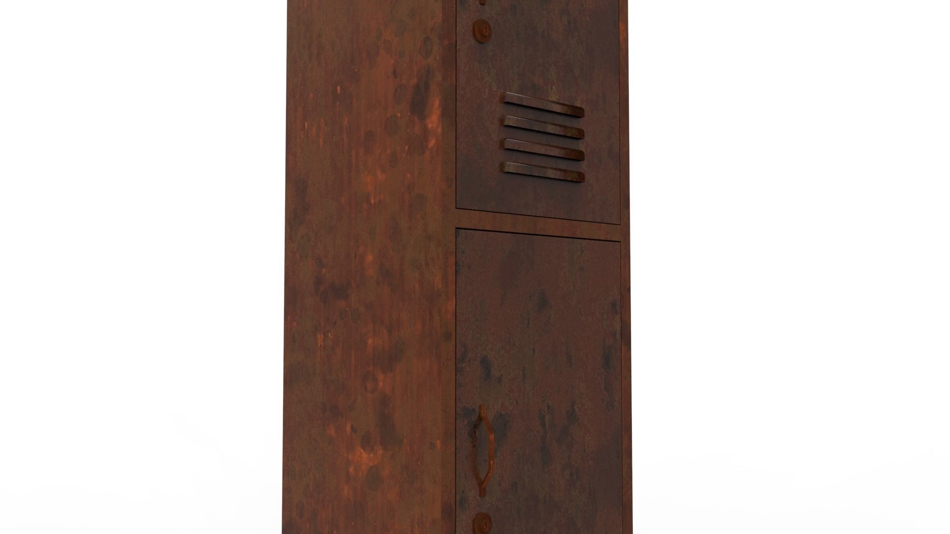 METAL CABINET - SINGLE LONG TWO COVER-RUSTY Low-poly 3D model_64
