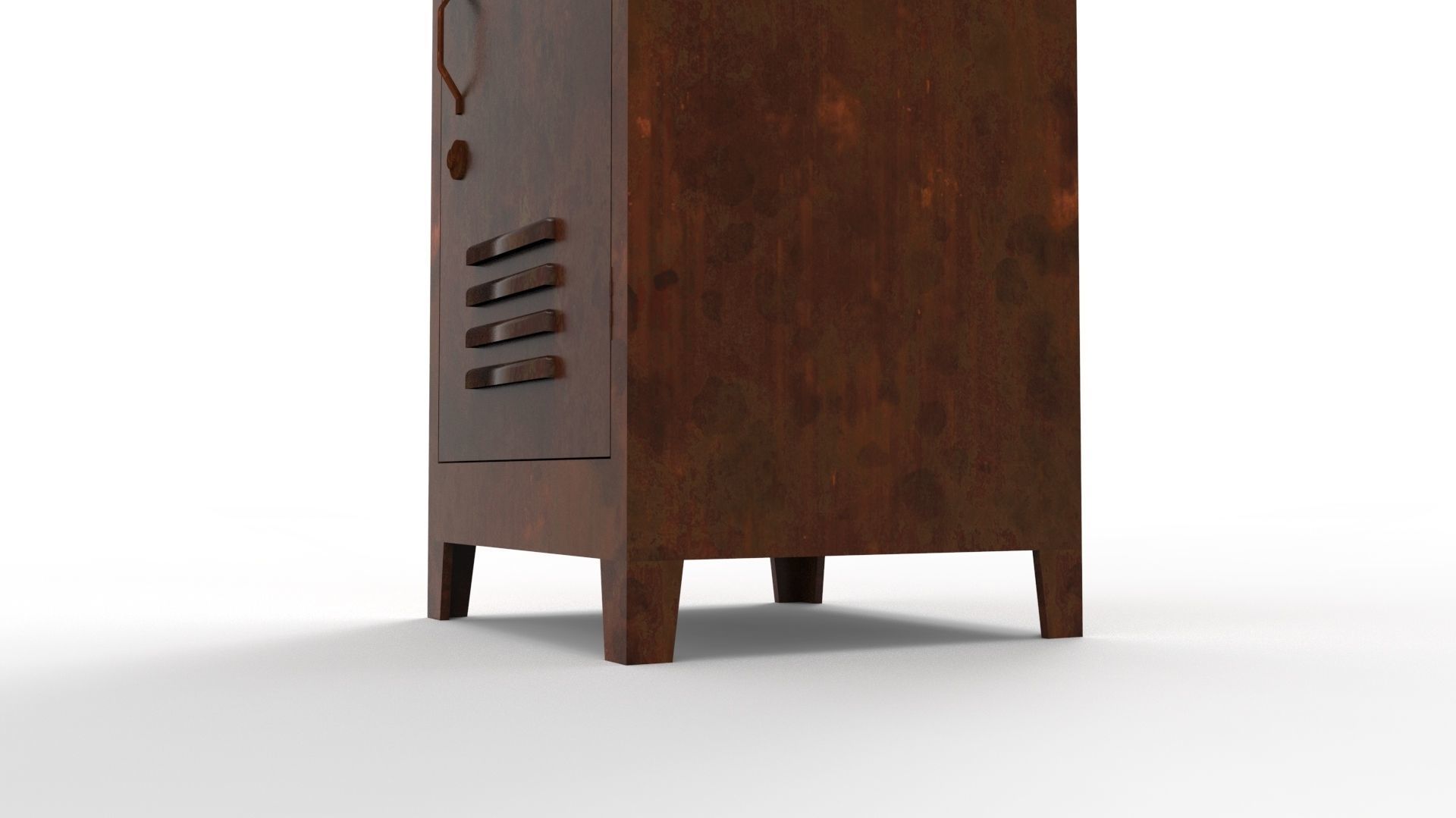 METAL CABINET - SINGLE LONG TWO COVER-RUSTY Low-poly 3D model_39