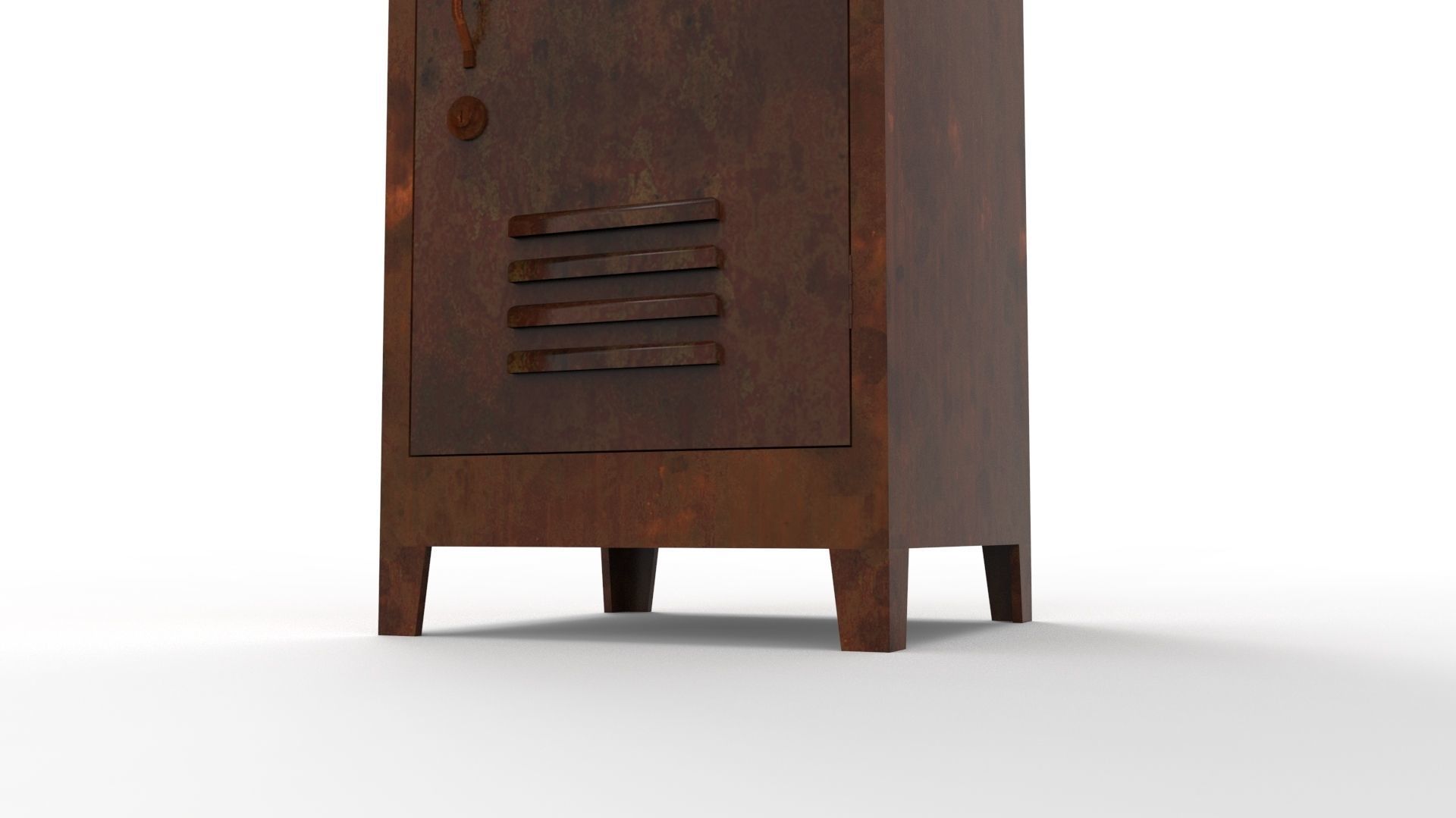 METAL CABINET - SINGLE LONG TWO COVER-RUSTY Low-poly 3D model_40