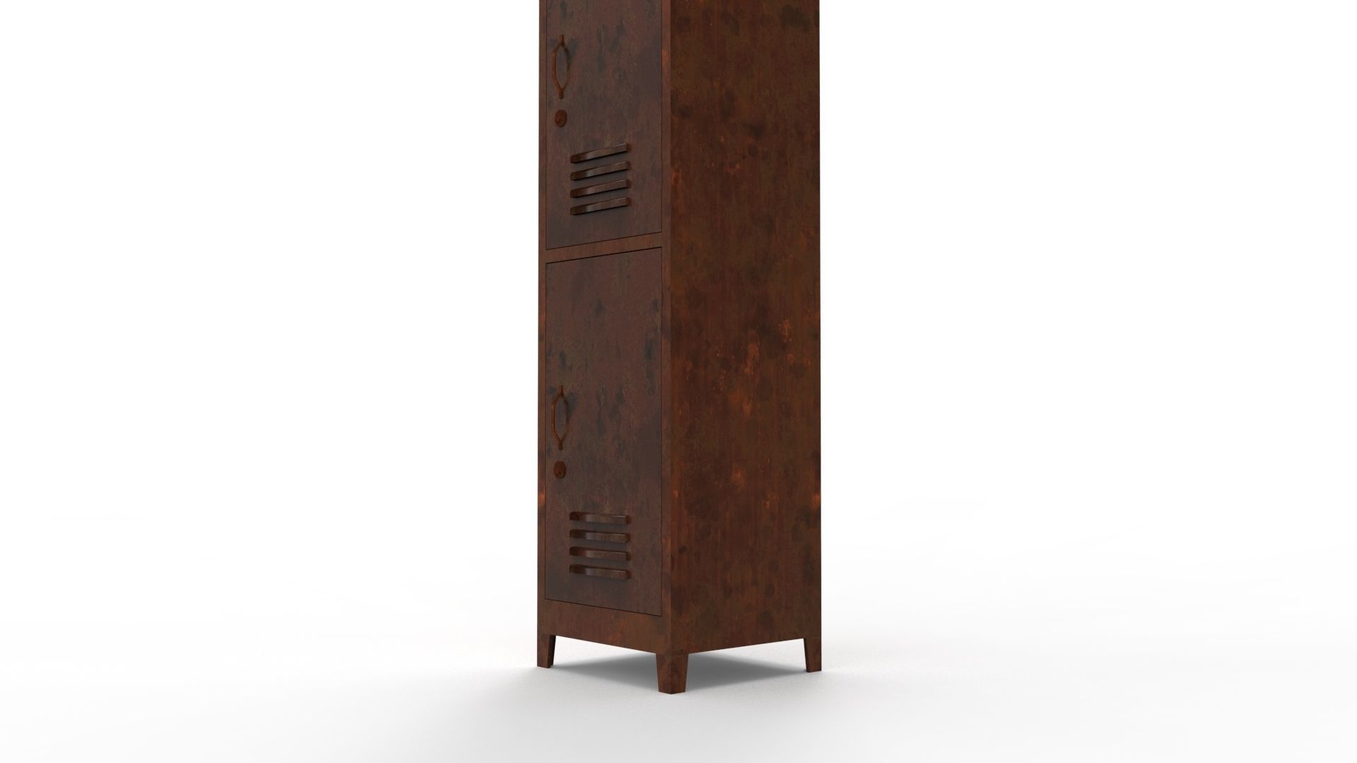 METAL CABINET - SINGLE LONG TWO COVER-RUSTY Low-poly 3D model_25