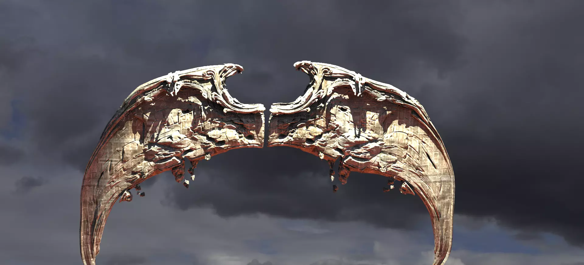 Angel Wings of Stone Curved 2  3D model_0