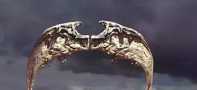 Angel Wings of Stone Curved 2  3D model
