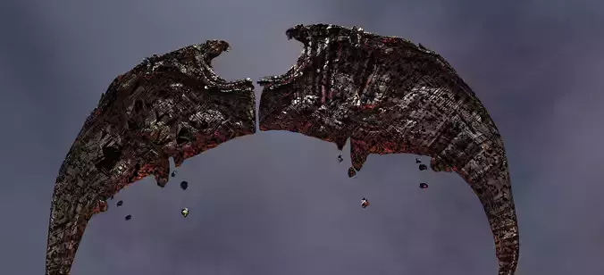 Angel Wings of Stone Curved Dark 