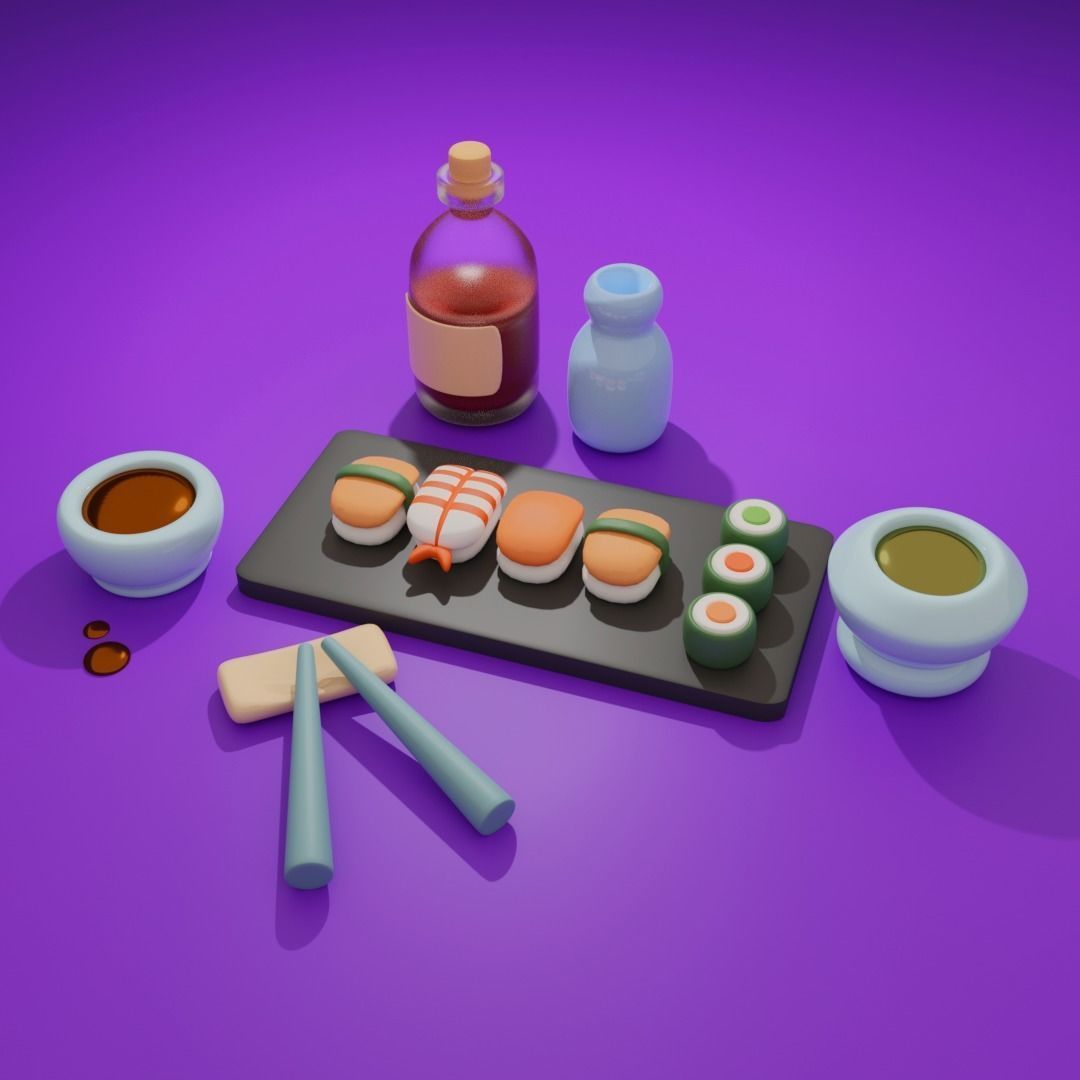 Sushi Cartoon Style Low-poly 3D model_3