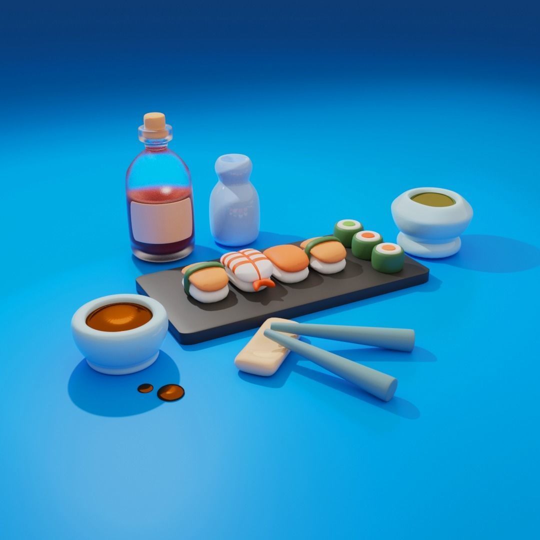 Sushi Cartoon Style Low-poly 3D model_1