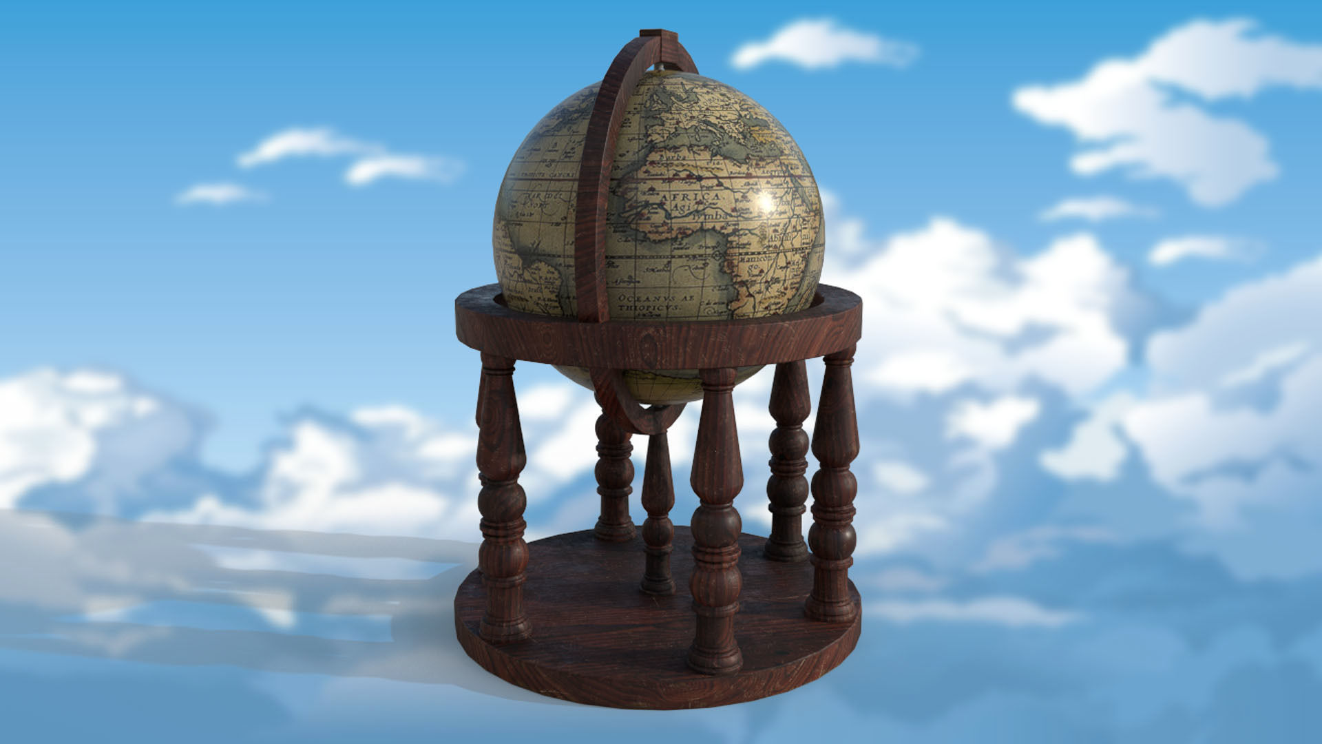 Globe world map PBR low-poly 3D model Low-poly 3D model_3