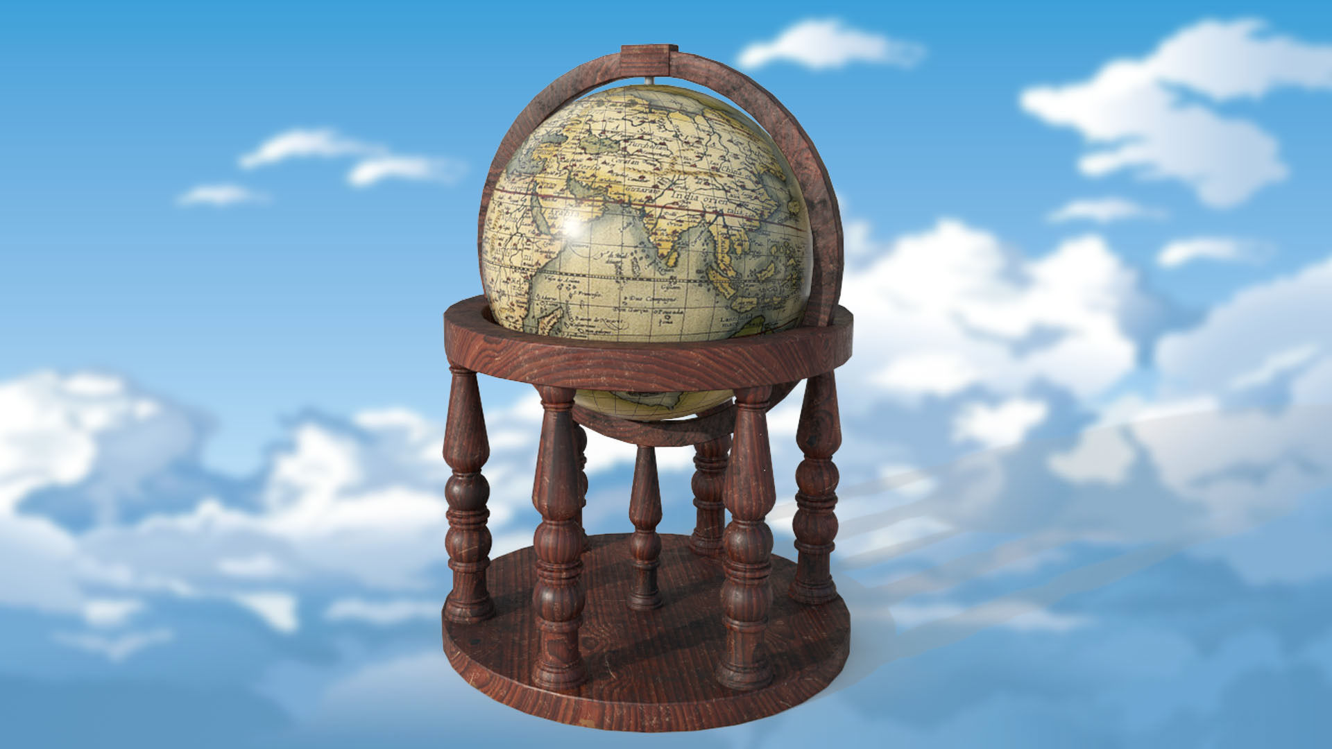 Globe world map PBR low-poly 3D model Low-poly 3D model_1