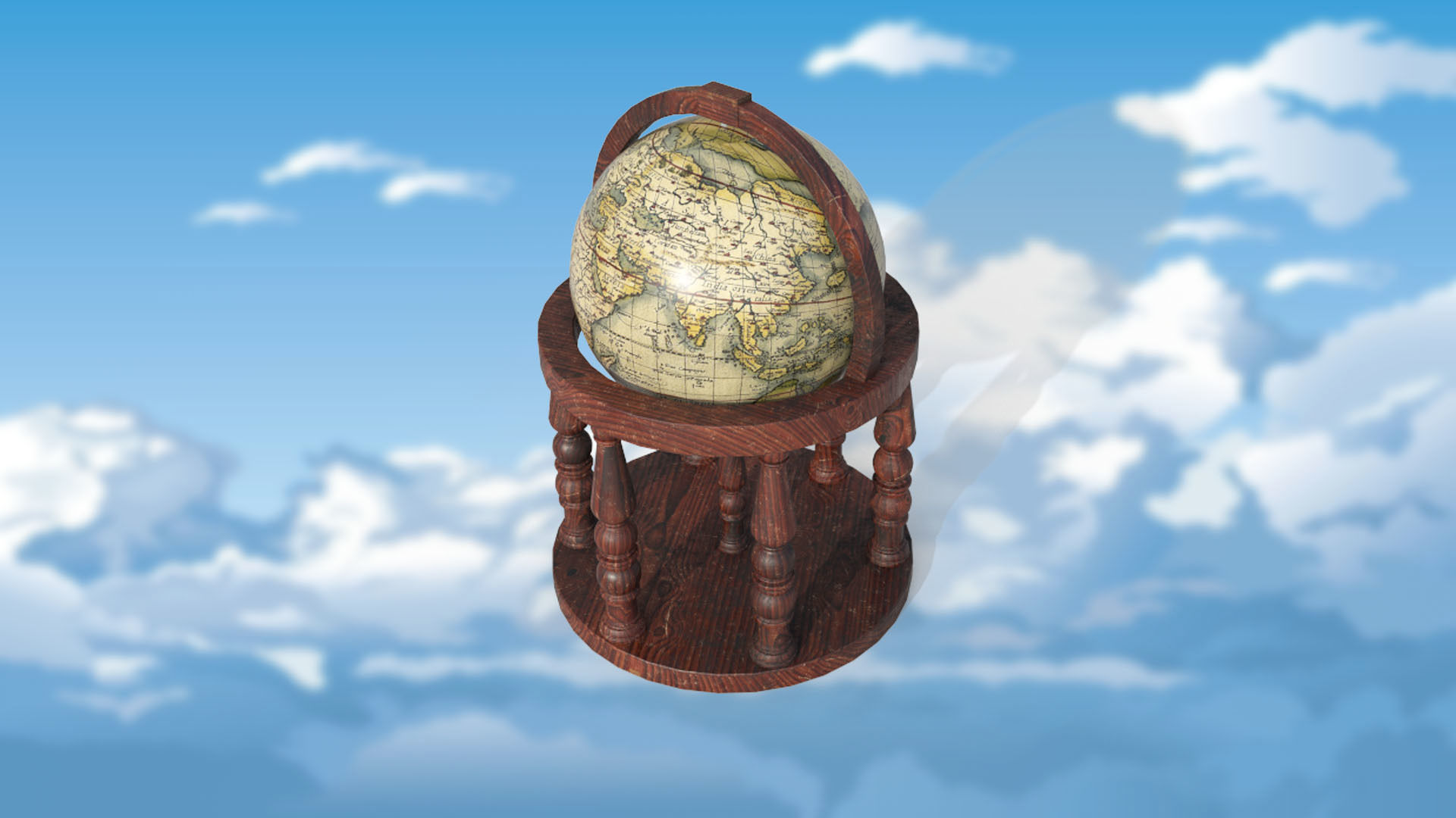 Globe world map PBR low-poly 3D model Low-poly 3D model_5