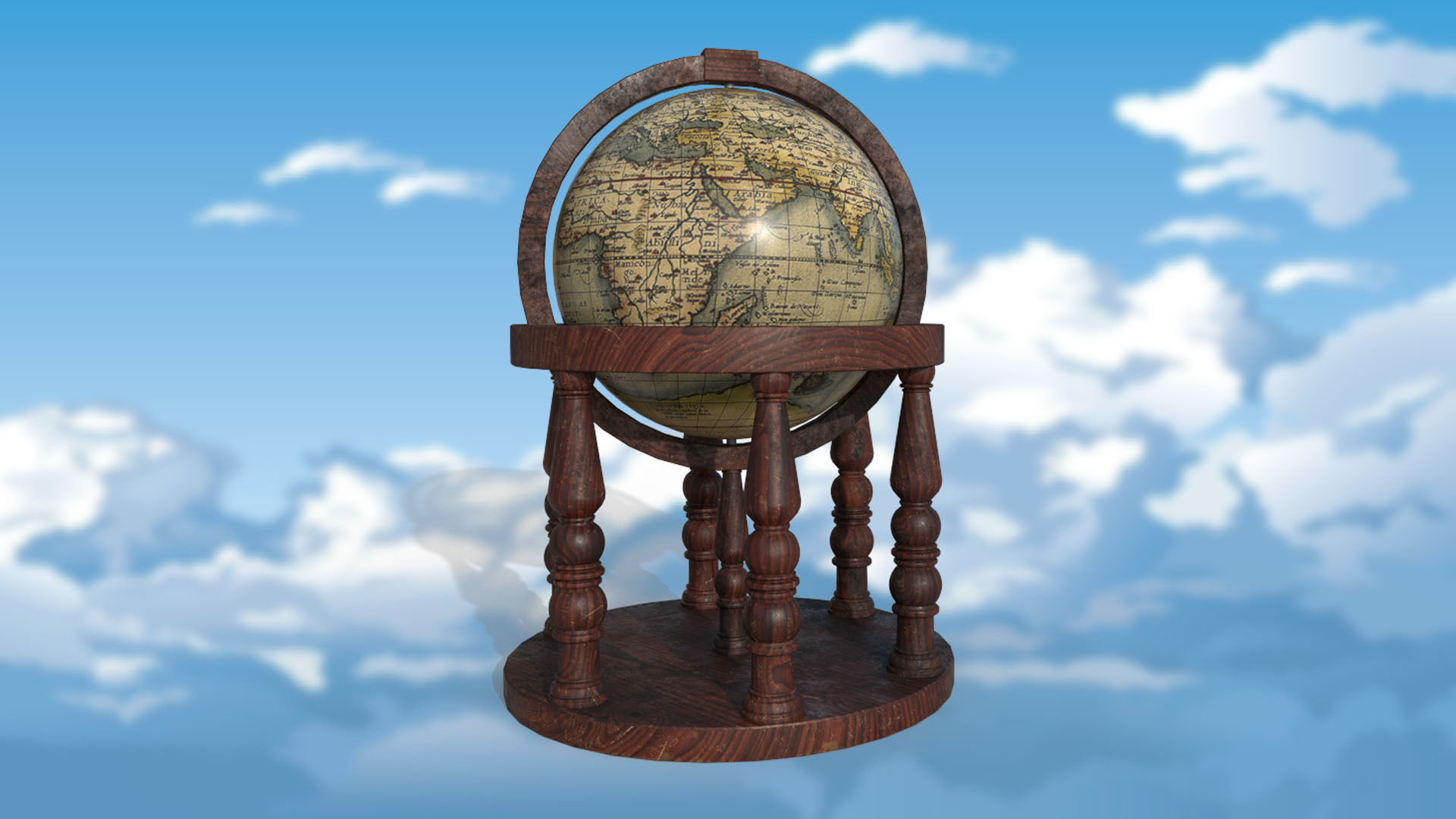 Globe world map PBR low-poly 3D model Low-poly 3D model_2
