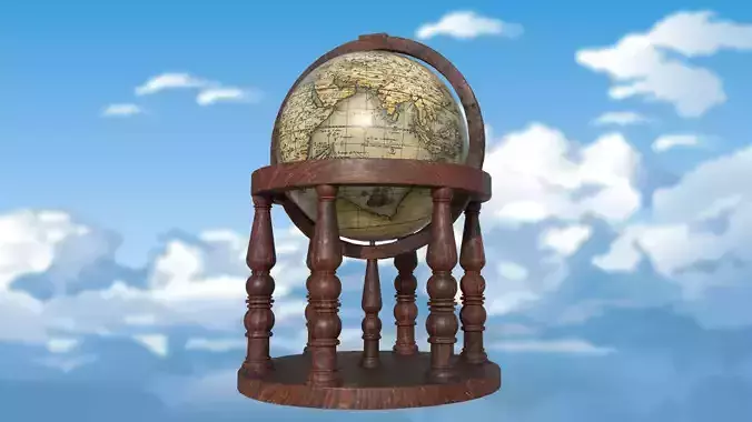 Globe world map PBR low-poly 3D model Low-poly 3D model