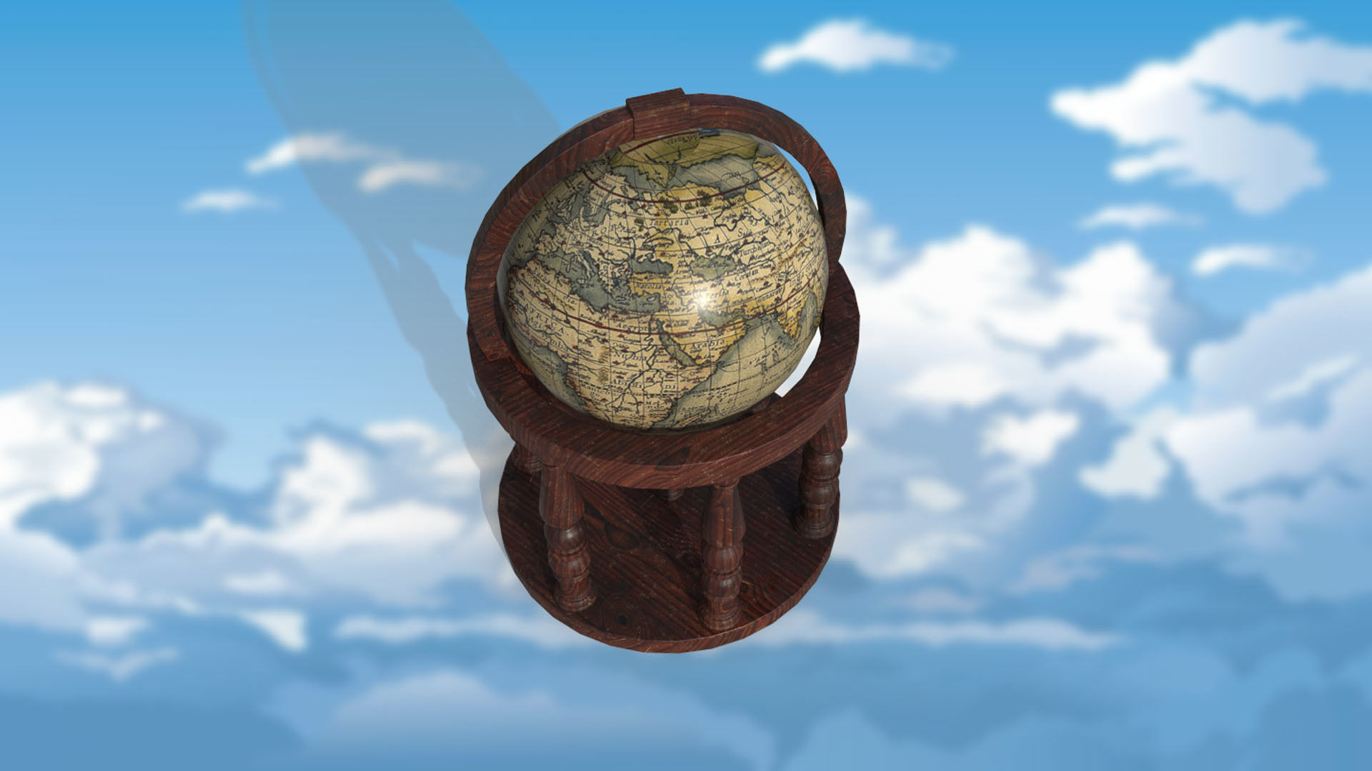 Globe world map PBR low-poly 3D model Low-poly 3D model_4