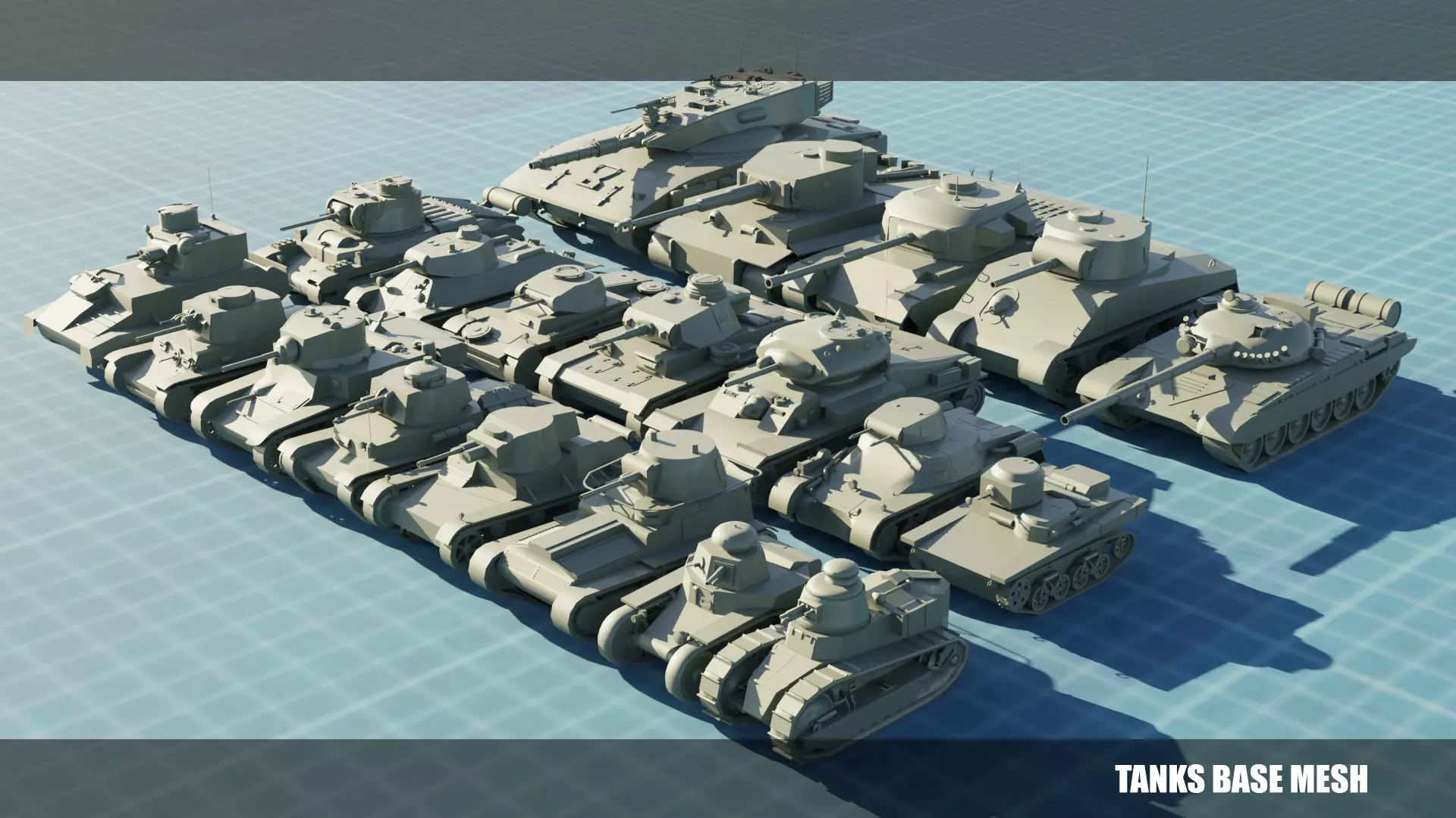 20 TANKS BASE MESHES VOL 1 3D Model Collection_0