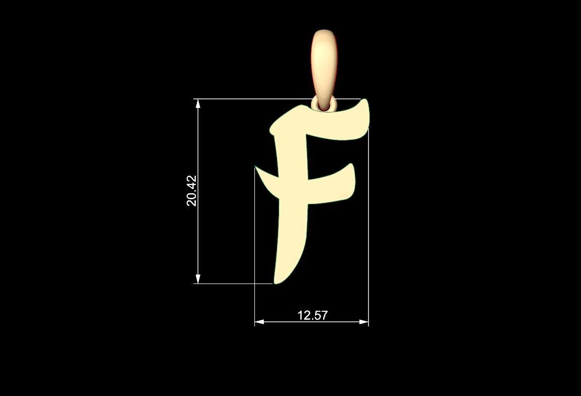 Initial Letters Pendant Karasha F 3D print model_4