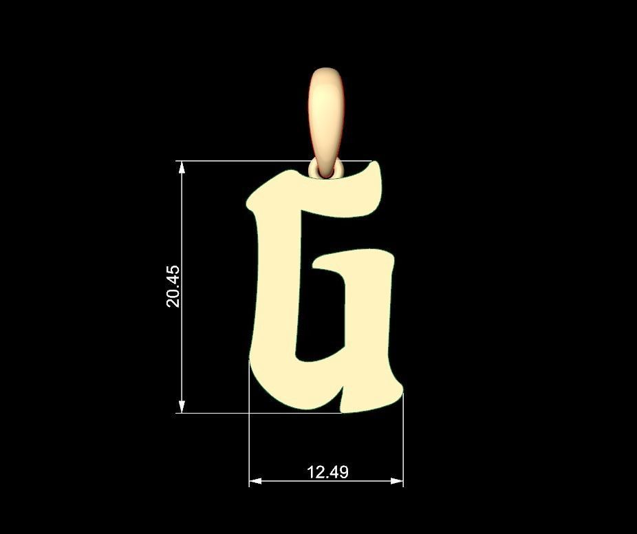 Initial Letters Pendant Karasha G 3D print model_5