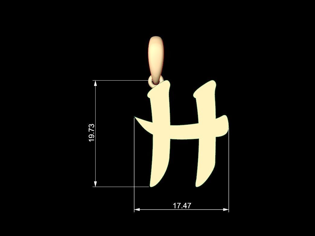 Initial Letters Pendant Karasha H 3D print model_5