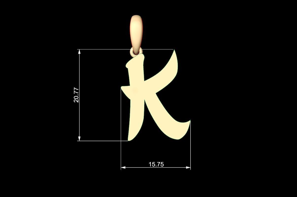 Initial Letters Pendant Karasha K 3D print model_5