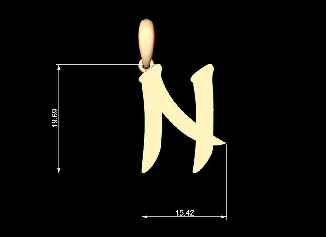 Initial Letters Pendant Karasha N 3D print model_5