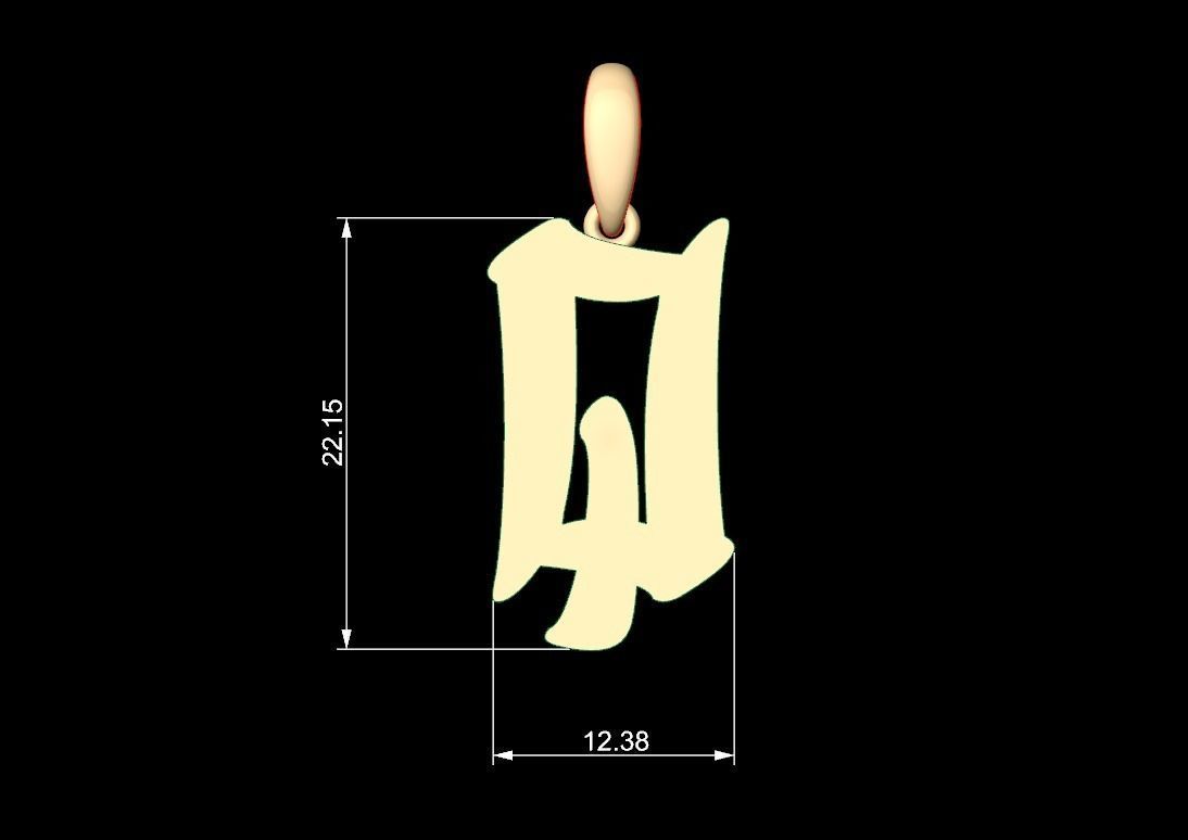 Initial Letters Pendant Karasha Q 3D print model_5