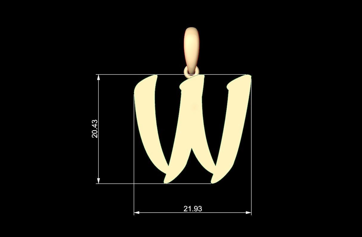 Initial Letters Pendant Karasha W 3D print model_5