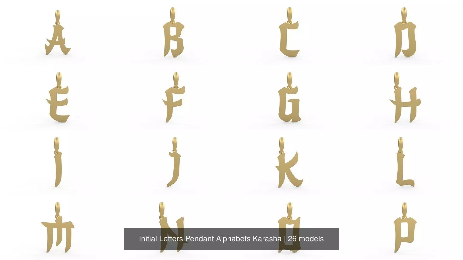 Initial Letters Pendant Alphabets Karasha 3D Model Collection_0