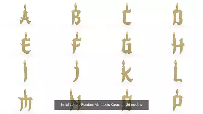 Initial Letters Pendant Alphabets Karasha 3D Model Collection