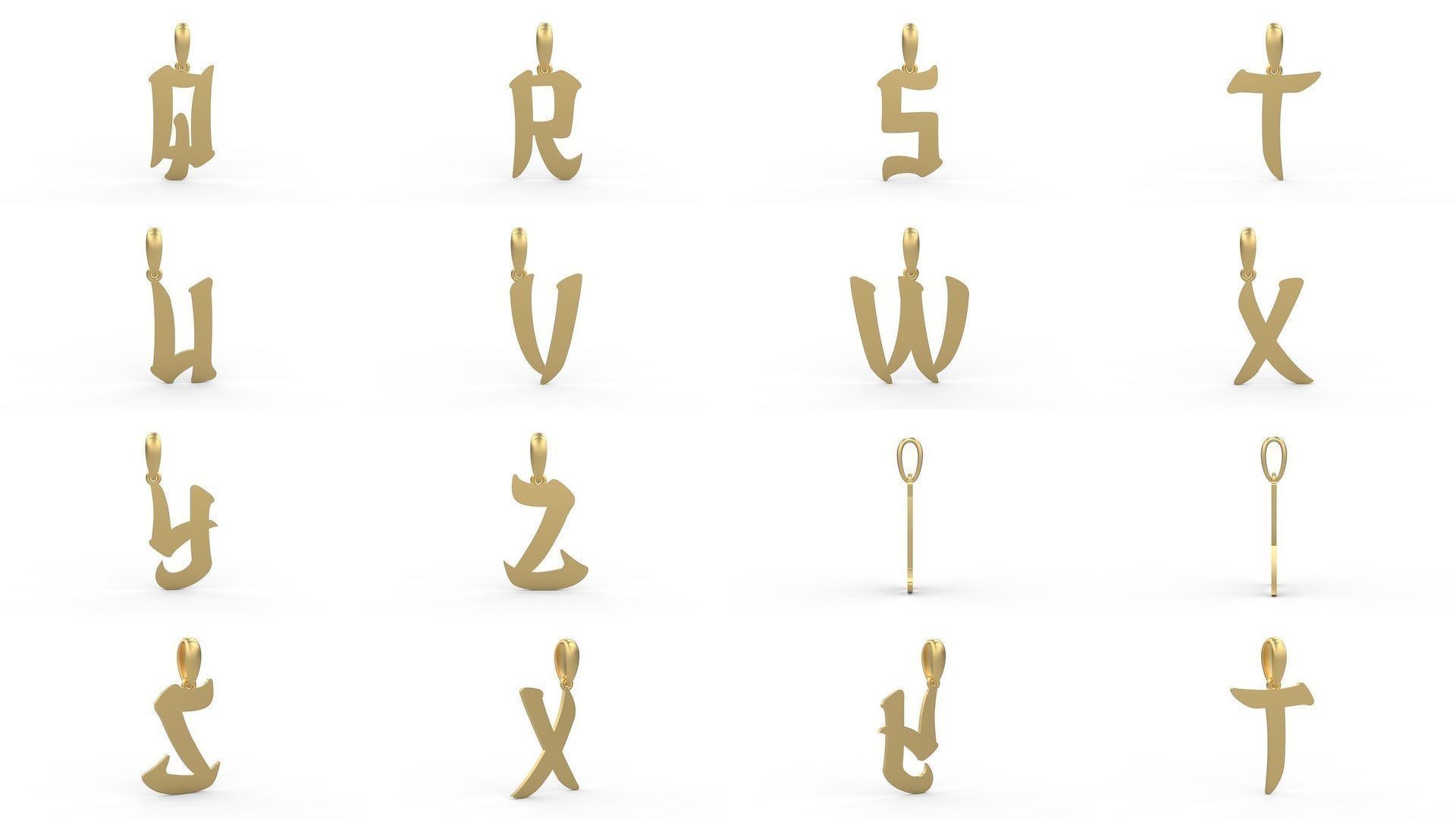 Initial Letters Pendant Alphabets Karasha 3D Model Collection_1