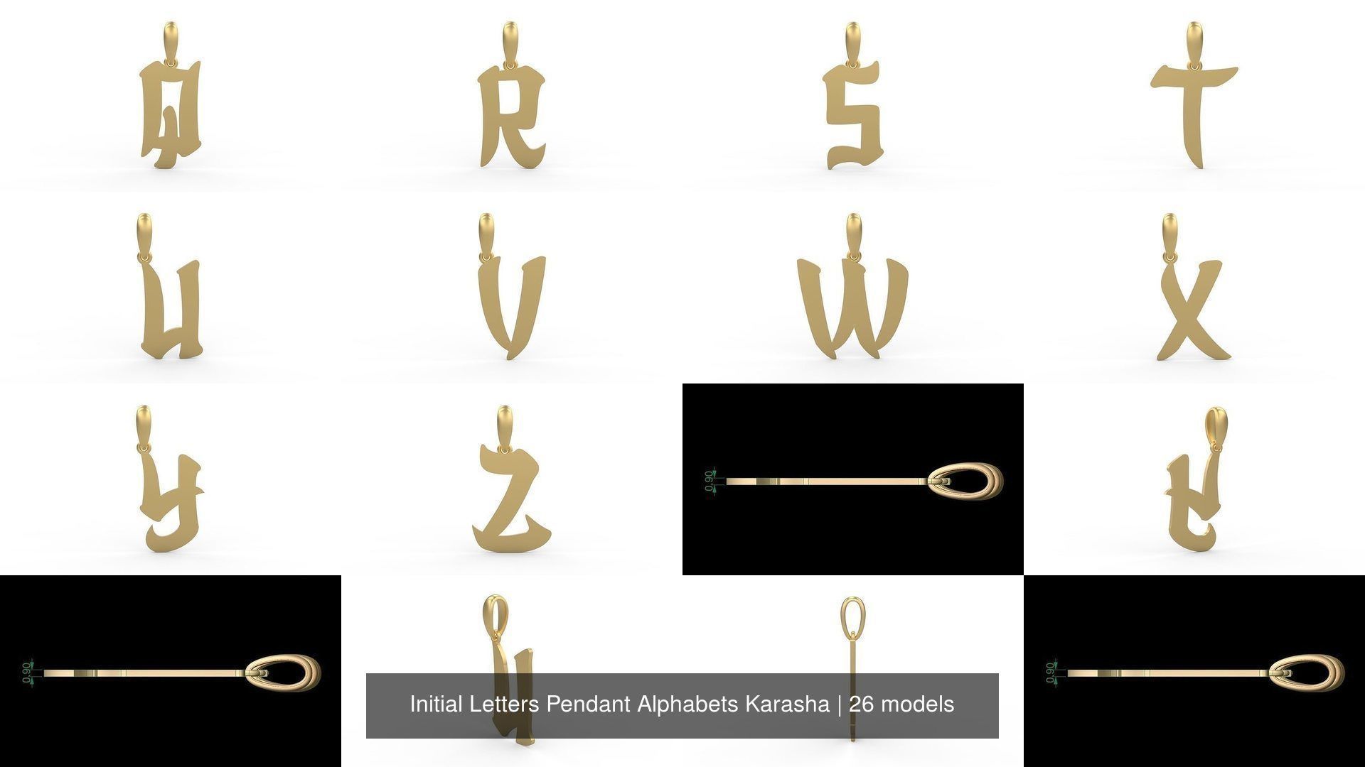 Initial Letters Pendant Alphabets Karasha 3D Model Collection_2