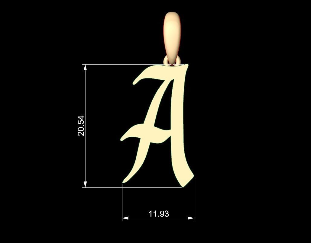 Initial Letters Pendant King Malik A 3D print model_5